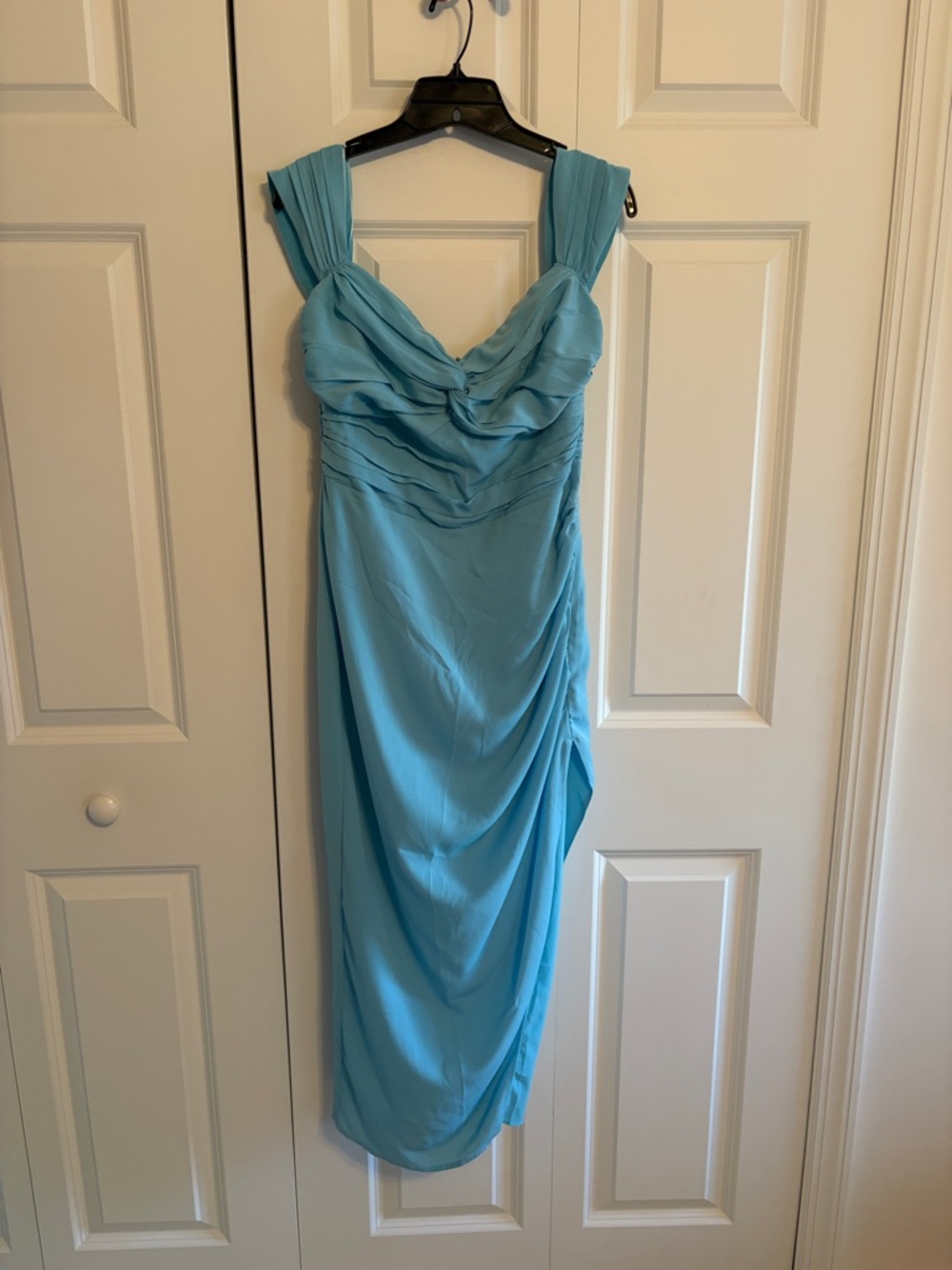 Abercrombie & Fitch Blue Draped Off-the-Shoulder Women’s Dress
